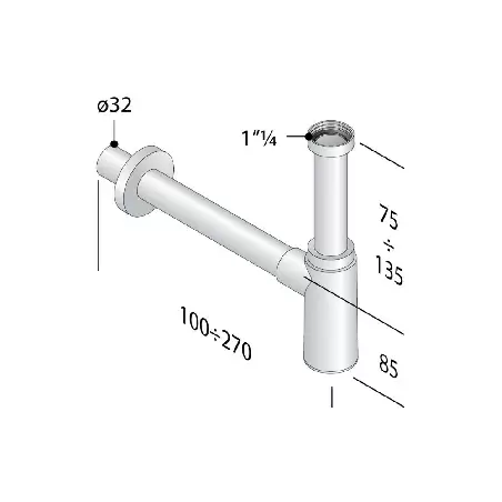 Sifone lavabo ottone cromato 1"-1/4 Mao Mao Omp Tea -2