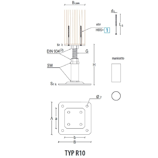 Portapilastro regolabile 80x80 mm Holz Technic Rothoblaas -4
