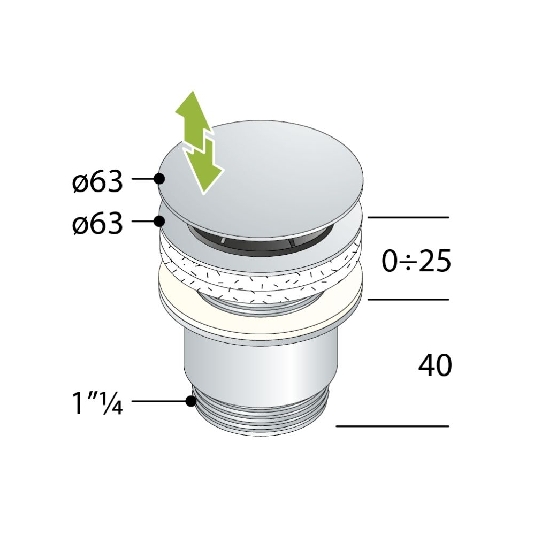 Piletta senza troppopieno 35mm Clicker Omp Tea 8530.300.5 -2
