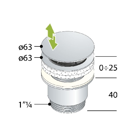 Piletta senza troppopieno 35mm Clicker Omp Tea 8530.300.5 -2