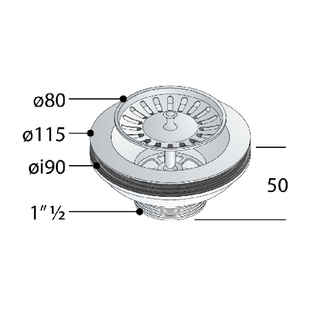Piletta senza troppopieno 1"-1/2 Pic Nic Omp Tea 133.505.6 -2