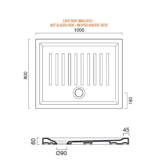 Piatto doccia 100x80 cm Catalano Verso 180100H600 -2