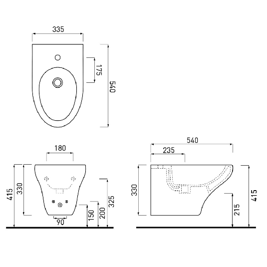 Bidet sospeso 54x34 cm Cielo Ceramica Pop -3