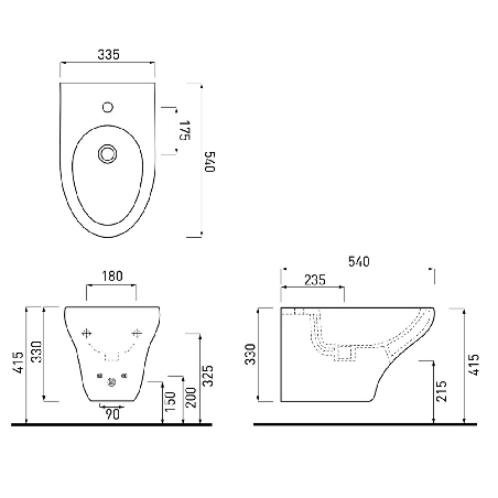 Bidet sospeso 54x34 cm Cielo Ceramica Pop -3