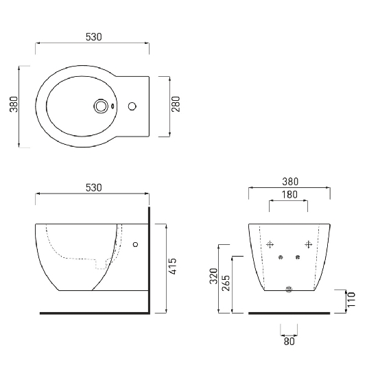 Bidet sospeso 53x38 cm Cielo Ceramica Easy Bath Evo -3