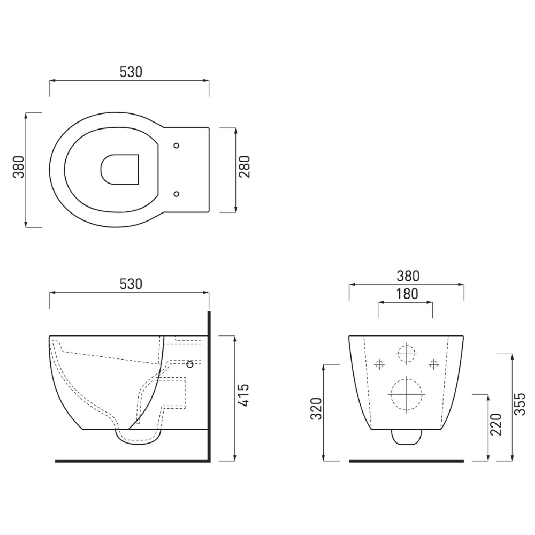 Wc sospeso 53x38 cm Easy Bath Evo Cielo -3