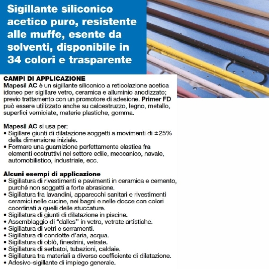 Silicone acetico colorato Mapesil AC Mapei -4
