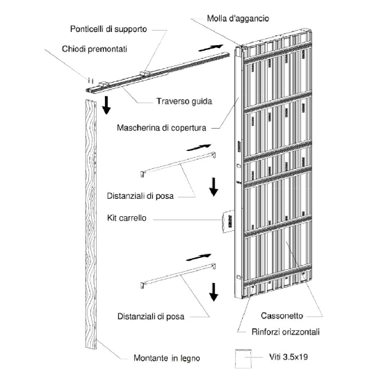 Contre-châssis porte unique pour plaque de plâtre 100 mm Gold Base Scrigno -4
