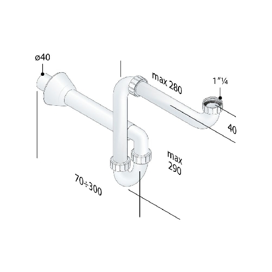 Sifone salva spazio bianco OMP Tea 2126.054.6 -2