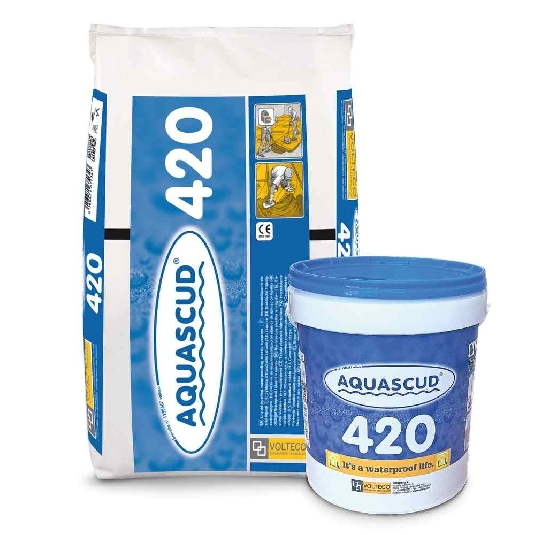Impermeabilizzante flessibile bicomponente 18Kg Aquascud 420 Volteco -0