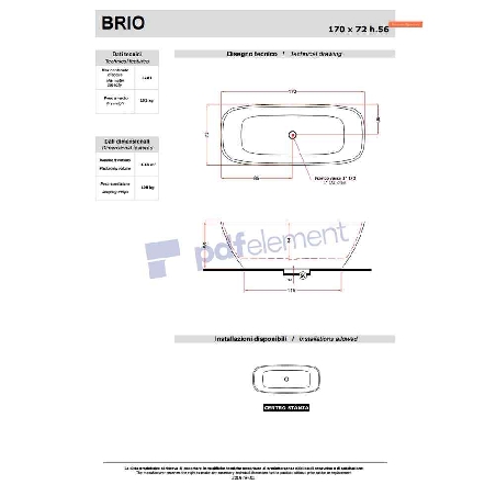 Vasca da centro stanza bianco lucido Brio Treesse -4