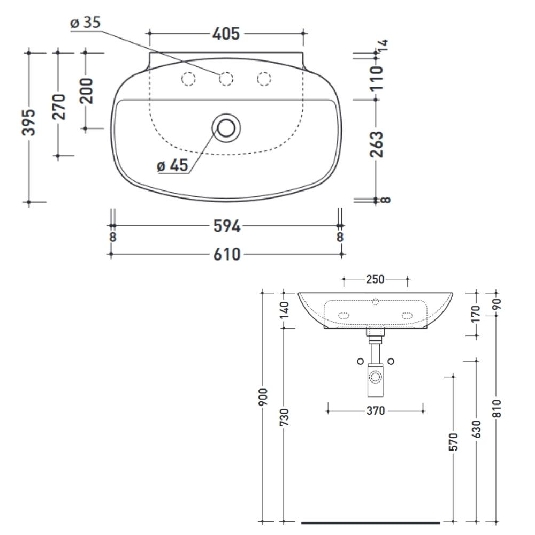 Lavabo da bagno 75x45 cm Flaminia Nudaslim 75 -3