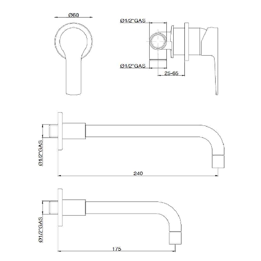 Miscelatore lavello nero opaco GLK45-175C05 K45 Khuga Gaboli -2