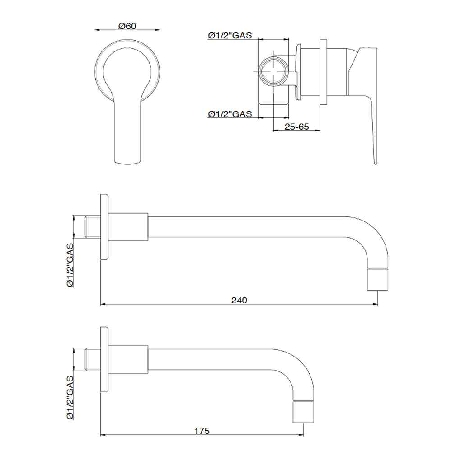 Miscelatore lavello nero opaco GLK45-175C05 K45 Khuga Gaboli -2