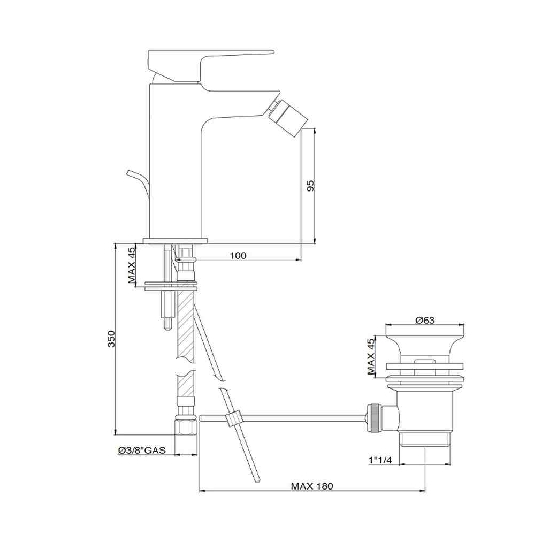 Miscelatore per bidet nero opaco K40C05 Khuga Gaboli -3