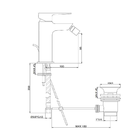 Miscelatore per bidet nero opaco K40C05 Khuga Gaboli -3