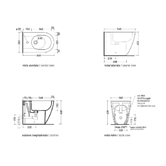 Bidet a pavimento 56x36 cm Flaminia Link -3