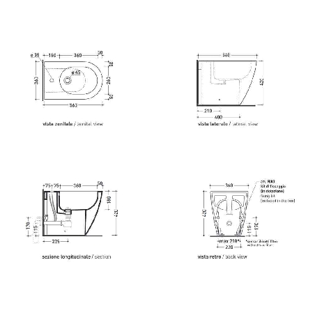 Bidet a pavimento 56x36 cm Flaminia Link -3