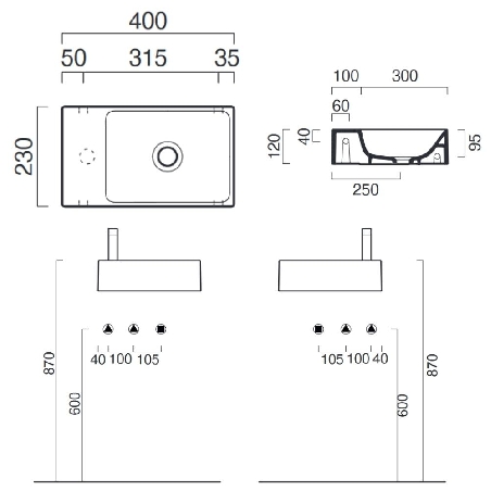 Lavabo 40x23 cm Verso Catalano  -3