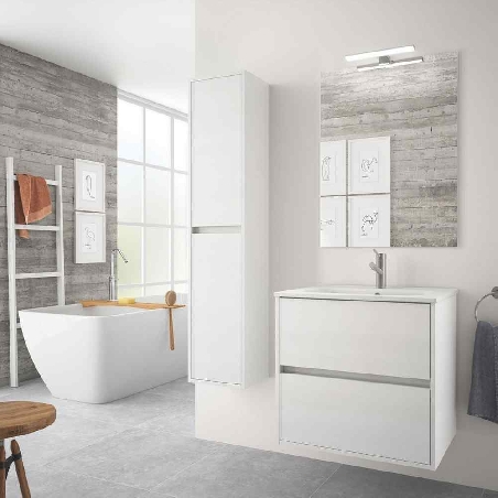 Mobile bagno 70cm con specchio Noja 700 bianco lucido Salgar -0