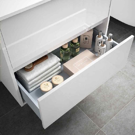 Mobile bagno 70cm con specchio Noja 700 bianco lucido Salgar -2