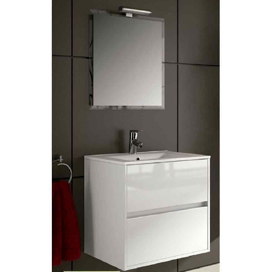 Mobile bagno 70cm con specchio Noja 700 bianco lucido Salgar -3