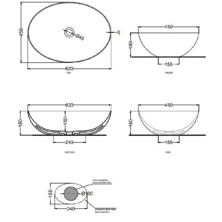 Lavabo da appoggio 62x45 cm Cielo Eco -3