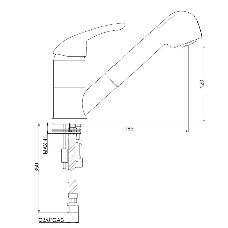 Miscelatore lavello con doccetta Leva Cristal 1050 Gaboli -2