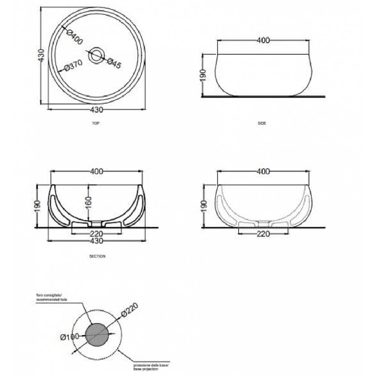 Lavabo da appoggio 43x43 cm Cielo Tino -3
