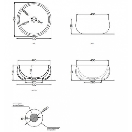 Lavabo da appoggio 43x43 cm Cielo Tino -3