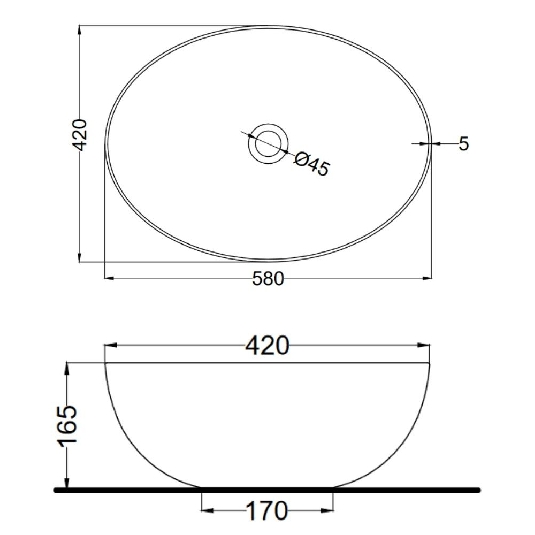 Lavabo da appoggio 58x42 cm Cielo Eco Small -3