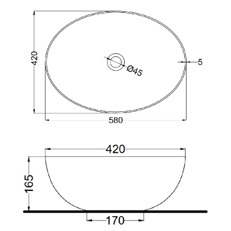 Lavabo da appoggio 58x42 cm Cielo Eco Small -3