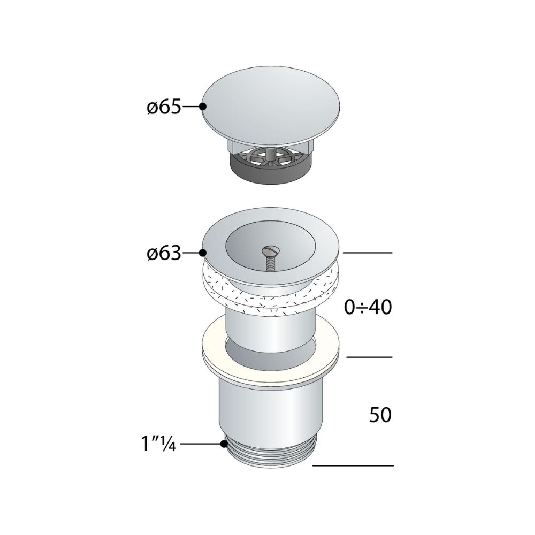 Piletta in ottone cromato per lavabo e bidet Navarro OMP -3