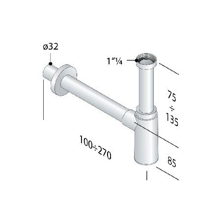 Sifone lavabo Mao Mao in ottone cromato Nero OMP -2