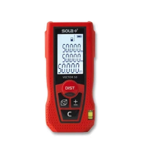 Misuratore laser 50mt - display illuminato a 3 righe - Vector 71024101 Sola -0