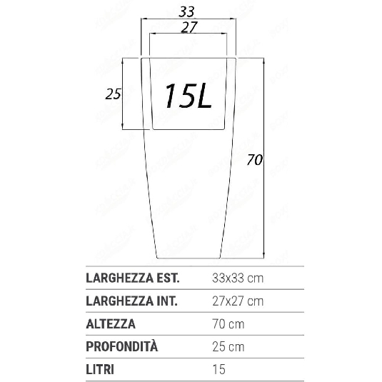Portavaso in polietilene alto 70h cm Stilo Square Monacis -21