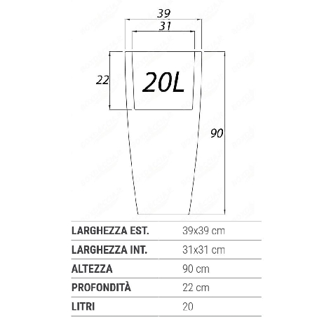Portavaso in polietilene alto 90h cm Stilo Square Monacis -21