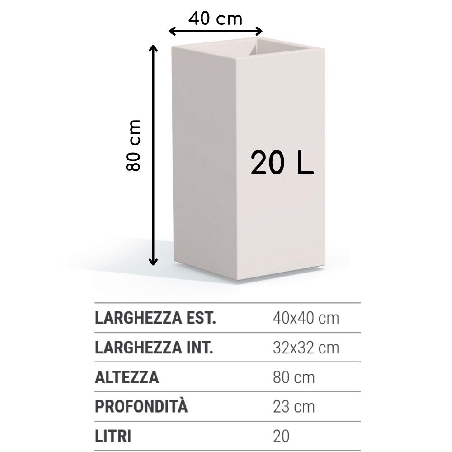 Vaso alto da giardino 80 cm Cube Top Monacis -15