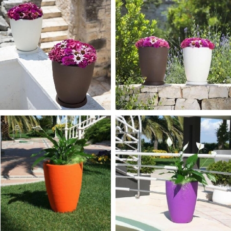 Vaso piante colorato in polietilene 38cm Adone Round Monacis -23