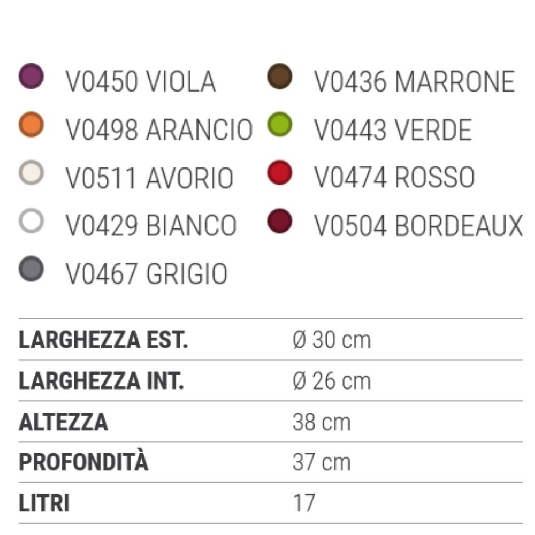 Vaso piante colorato in polietilene 38cm Adone Round Monacis -21