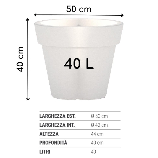 Vaso da giardino 50 cm in polietilene Gemma Monacis -14