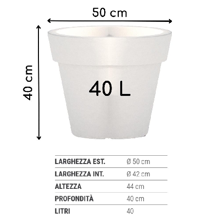 Vaso da giardino 50 cm in polietilene Gemma Monacis -14