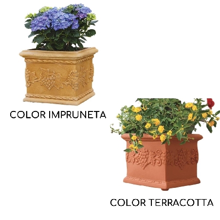 Fioriera quadrata in polietilene 20h cm Quadro Uva Monacis -5