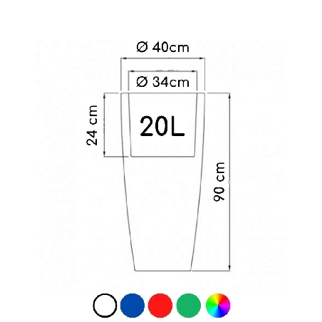 Vaso LED 90cm Stilo Round Top Bright Monacis -2