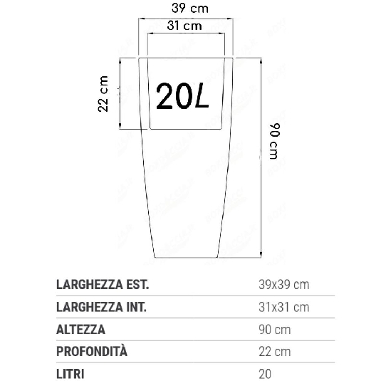 Vaso da giardino a LED Stilo Square Top Bright Monacis -3