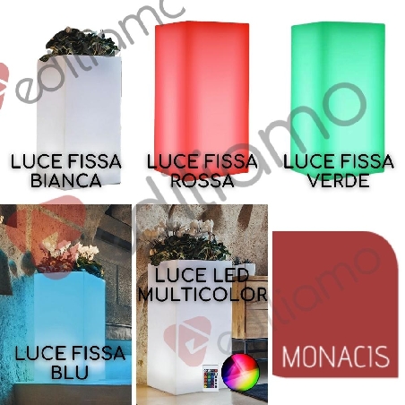 Vaso led 40 cm Cube Top Bright Monacis -2