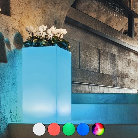 Vaso led 40 cm Cube Top Bright Monacis -3