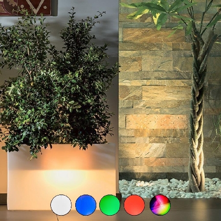 Vaso rettangolare LED Flowerpot Bright 80cm Monacis -0