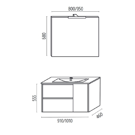 Mobile bagno sospeso specchio e applique led Ale Levi Mobili -4
