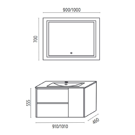 Mobile bagno sospeso + specchio led touch Ale Levi Mobili -4